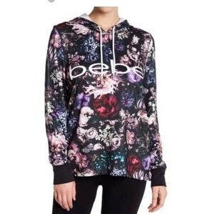 Bebe Sport Floral Pullover Hoodie Sweatshirt Women's‎ Size S